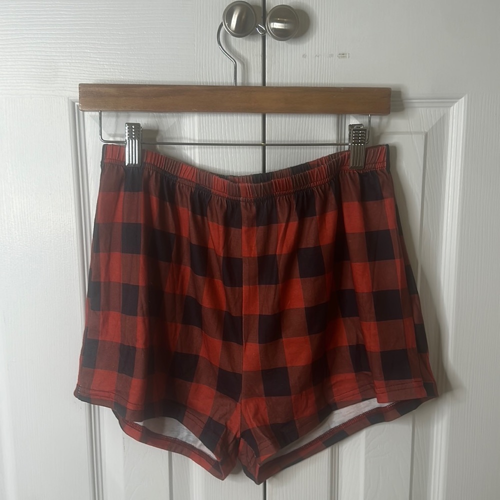 Plaid pajama shorts